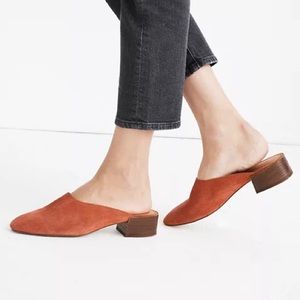 Madewell Women's Sz 9.5 Rust Orange Corduroy Suede Slip On Heeled Alicia Mule
